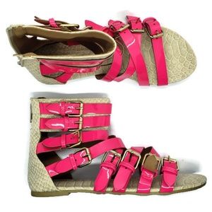 *Wild Diva Lounge Women's 5.5 Pink Strap Sandals